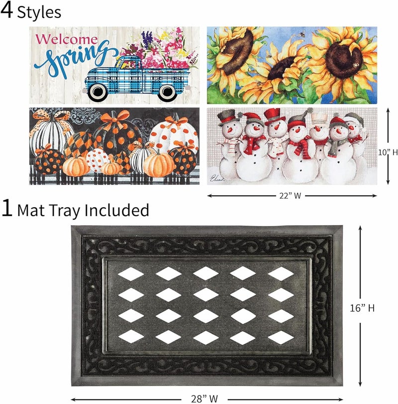 Evergreen Flag Evergreen Sassafras Doormat Insert Bundle & Tray Set of 5, Spring Summer Fall Winter Interchangeable Entrance Door mats Indoor and Outdoor Welcome Mat 30 x 18 Tray Non Slip Backing Low Profile - Image 3