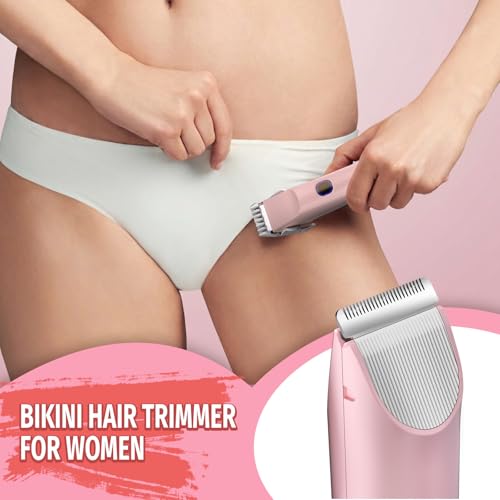 FIONOFY 2-in-1 Bikini Trimmer for Women, Bikini Shaver with Dual Heads, Body and Facial Hair Removal, Cordless Rechargeable Electric Razors for Face Chin Pubic Underarm Legs, IPX7 Waterproof, Pink - Image 4
