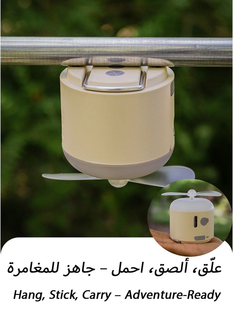 فانوس تخييم صحراوي 3 في 1 مع طارد البعوض ومروحة تبريد - إضاءة LED متعددة الأوضاع، مروحة بسرعتين، تعليق مغناطيسي ومعلق، خزان 60 مل مع نافذة مستوى الماء، مثالي للمغامرات الخارجية في السعودية - Image 5