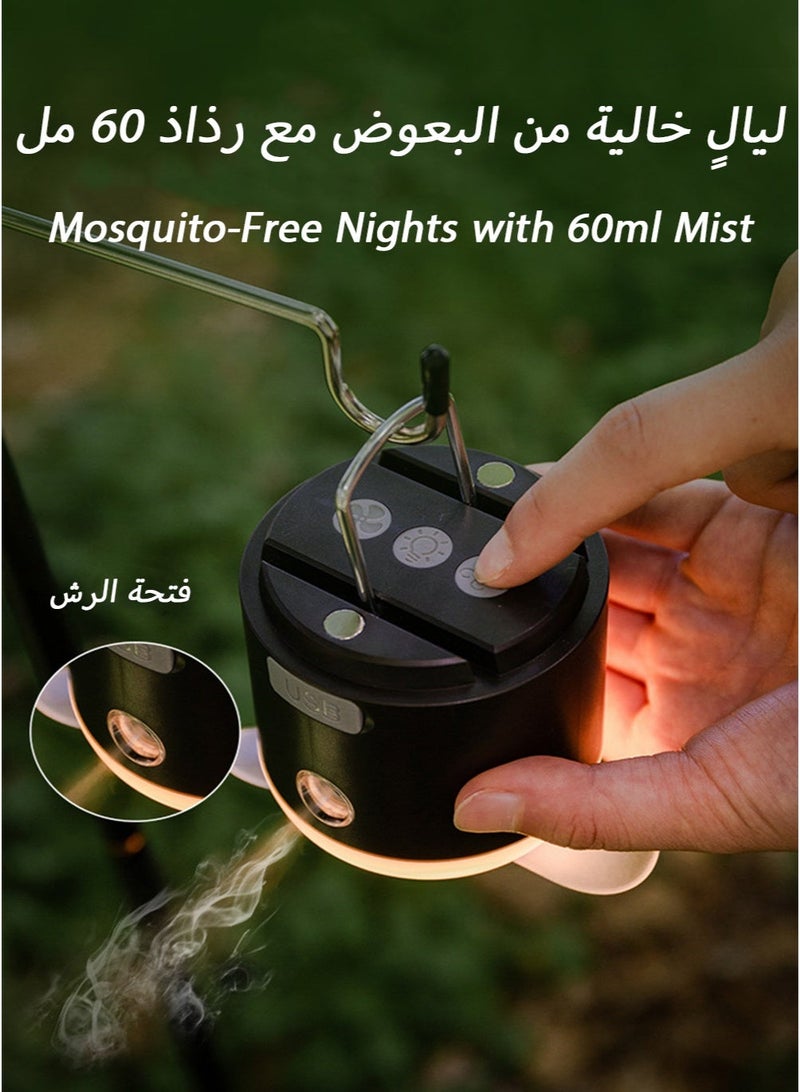 فانوس تخييم صحراوي 3 في 1 مع طارد البعوض ومروحة تبريد - إضاءة LED متعددة الأوضاع، مروحة بسرعتين، تعليق مغناطيسي ومعلق، خزان 60 مل مع نافذة مستوى الماء، مثالي للمغامرات الخارجية في السعودية - Image 3