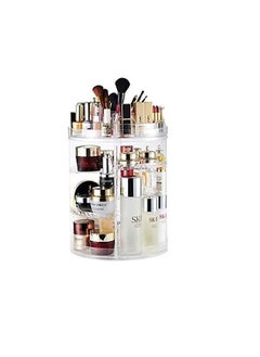 360 Degree Rotating Adjustable Cosmetics Makeup Organizer, Carousel Storage for Cosmetics, Toiletries, Jewelry, Makeup ,Brushes, Lipsticks, Toner &Creams  Clear
