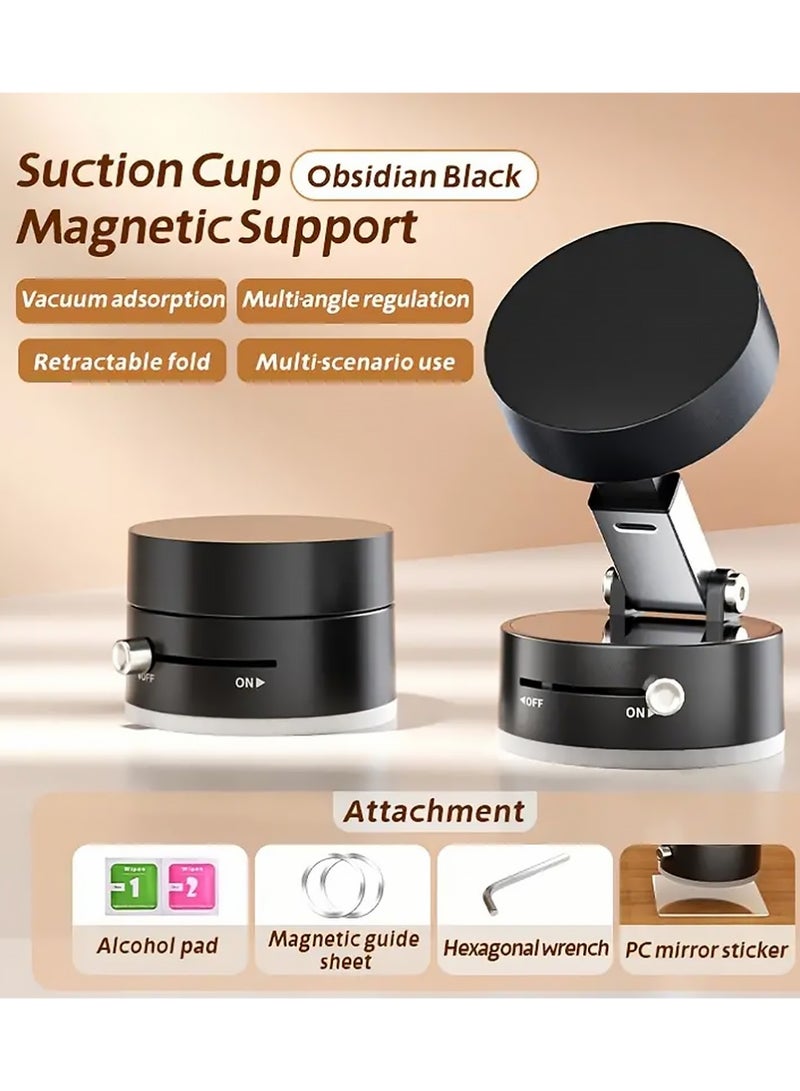 X-level Rotatable Car Suction Phone Mount,Upgraded Vacuum Magnetic Suction Car Phone Mount, Double Sided Universal Smart Holder for Car/Gym/Mirror/Smooth Surface (Black) - Image 1