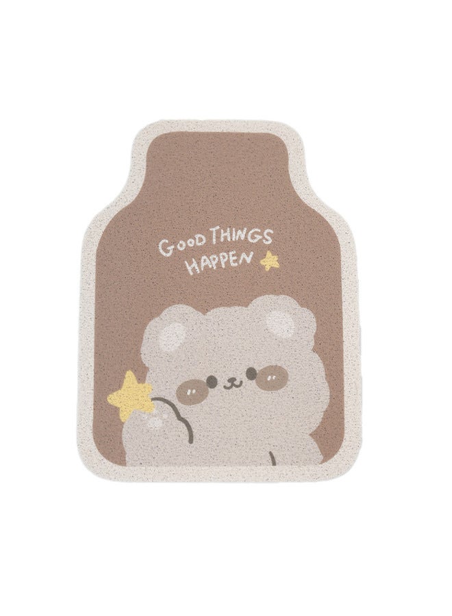 Car Mat Silk Ring Universal Full Surrounding Fixed Sticker Cute Cartoon Girl Thickened Non-Slip Car Mat Carpet-Color:[bold, Thickened And Wear-resistant Model] Cute Brown Bear - 1 Piece In The Front Row (limited To Purchase)  - Image 1