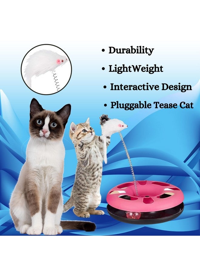 Cat Toy And Bowl Combo For Cat And Kittens - (Cat Happy Circle + Frog Face Bowl) | Cat Happy Circle With Ball Bell & Teasing Stick | 2-In-1 Cat Bowl Food And Water Feeder - Image 3
