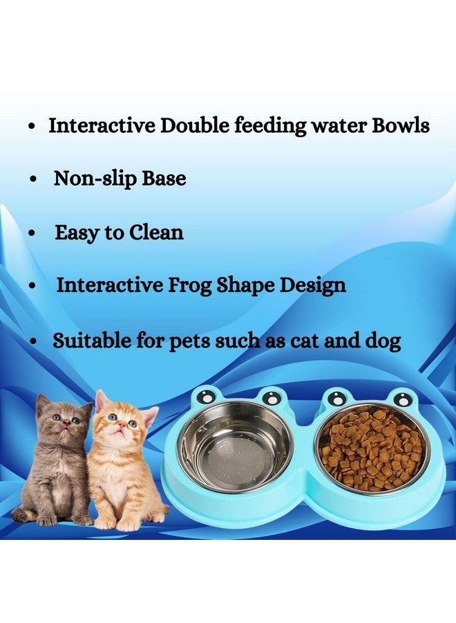 Cat Toy And Bowl Combo For Cat And Kittens - (Cat Happy Circle + Frog Face Bowl) | Cat Happy Circle With Ball Bell & Teasing Stick | 2-In-1 Cat Bowl Food And Water Feeder - Image 4