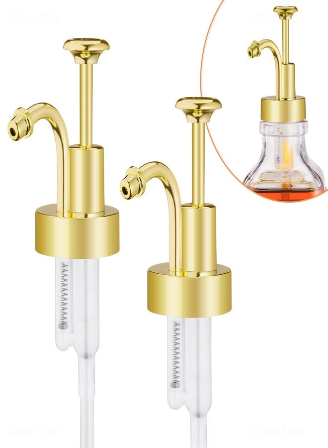 NiHome Coffee Syrup Pump Dispensers 2-Pack, Coffee Bar Accessories for Maple Syrup Bottles Multifunctional Soap Dispenser Home Decor (Gold) - Image 1