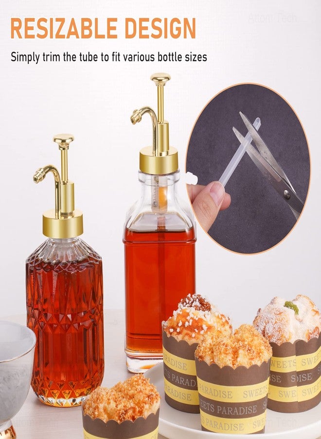 NiHome Coffee Syrup Pump Dispensers 2-Pack, Coffee Bar Accessories for Maple Syrup Bottles Multifunctional Soap Dispenser Home Decor (Gold) - Image 5
