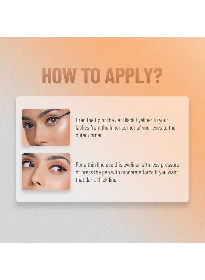 Waterproof And Long Wearing Bold Felt Tip Pen Eyeliner ; Smudge Proof Eye Makeup ; Quick Drying ;Black 1.2 Ml ;