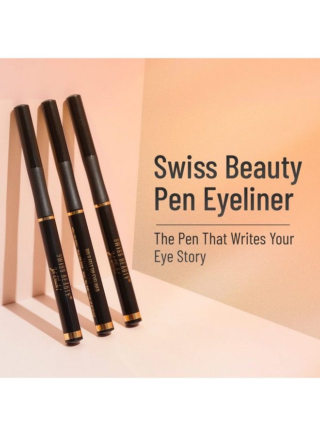 Waterproof And Long Wearing Bold Felt Tip Pen Eyeliner ; Smudge Proof Eye Makeup ; Quick Drying ;Black 1.2 Ml ;