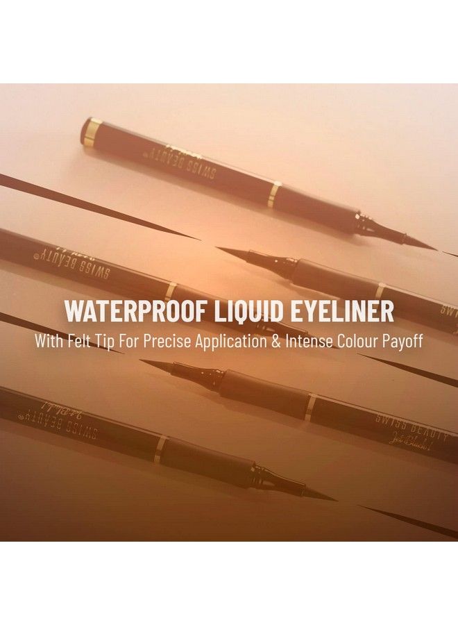 Waterproof And Long Wearing Bold Felt Tip Pen Eyeliner ; Smudge Proof Eye Makeup ; Quick Drying ;Black 1.2 Ml ;