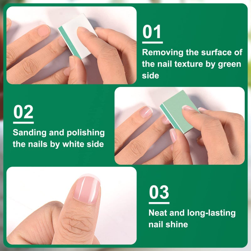 CGBE طقم كتل تلميع الأظافر CGBE، 50 قطعة، كتل تلميع أظافر صغيرة لتلميع الأظافر الطبيعية الناعمة واللامعة، مبرد أظافر صغير، كتلة تلميع ناعمة 1000/4000 حبيبة - أخضر - Image 3