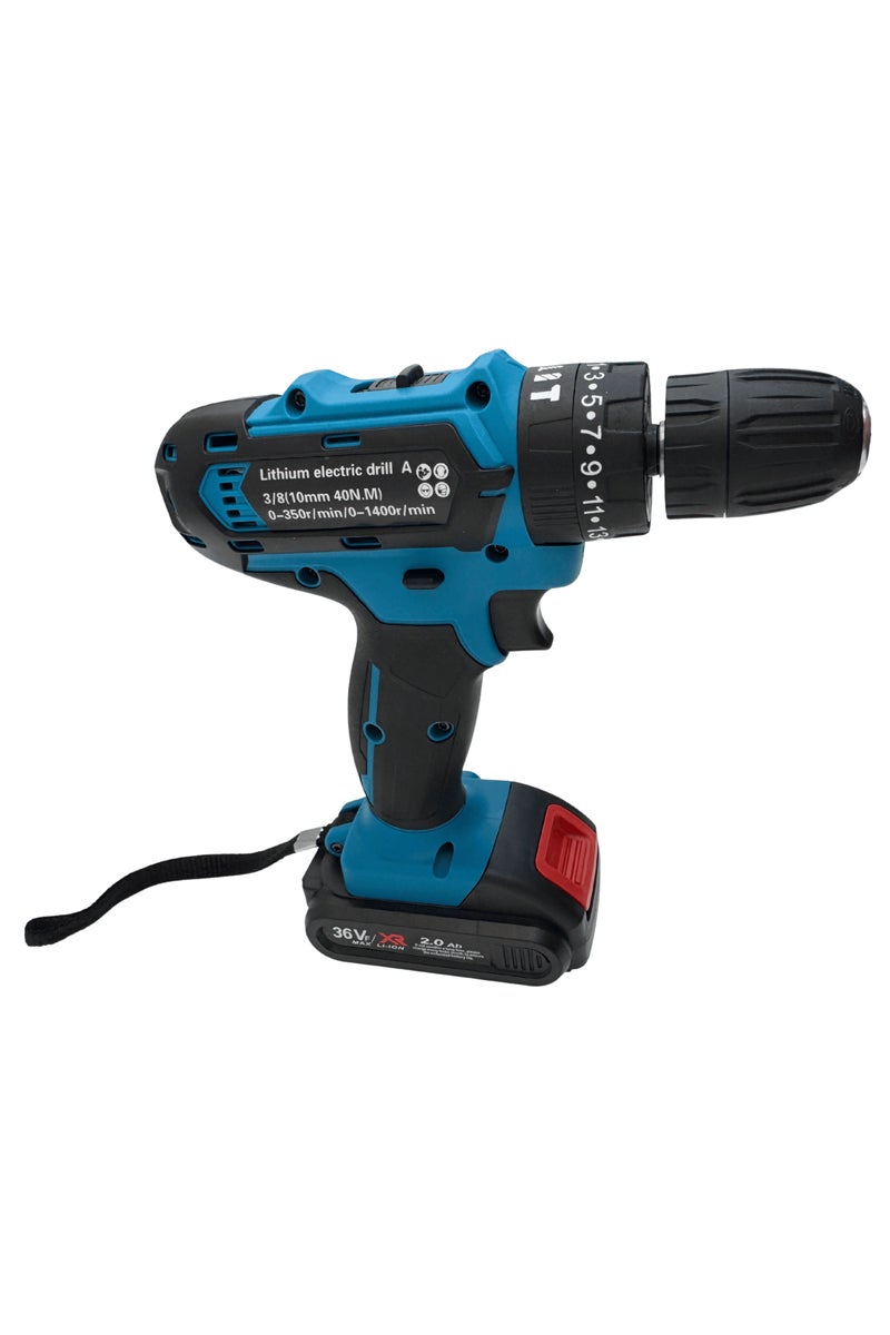 BONAI BN-HK62 Cordless Drill Driver 36VF 2.0Ah Li-Ion Battery, 40N·m Torque, 10mm Chuck, 2-Speed 0-350/0-1400 RPM, Variable Speed, LED Light, Compact Electric Screwdriver Kit - Image 2
