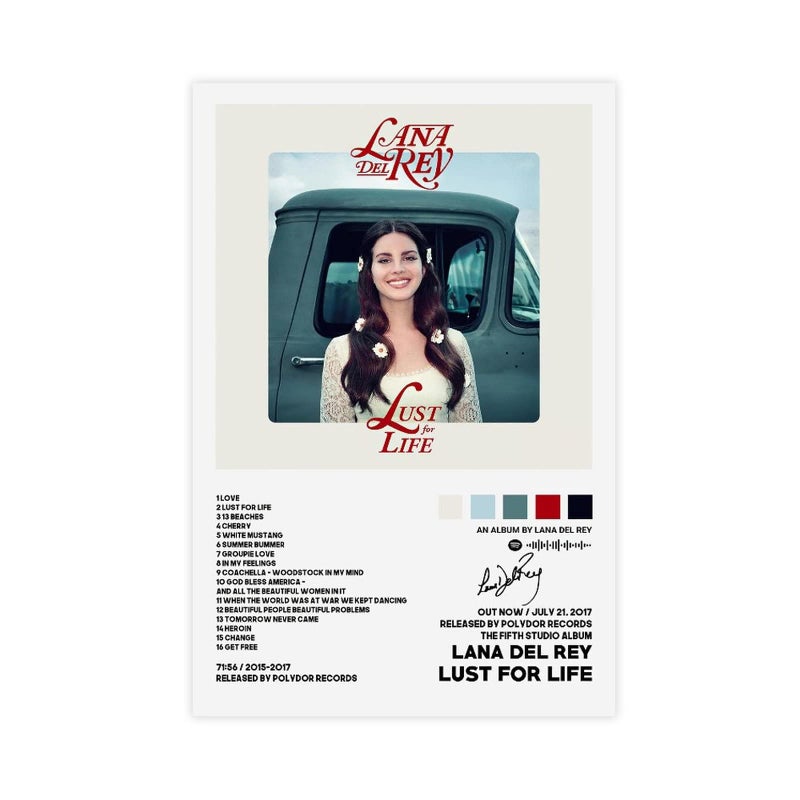 HOME TROVE  Lana Poster Del Rey Posters Lust for Life Album Cover Posters Wall Art Print Decor Canvas Posters for Room Aesthetic Unframe:12x18inch(30x45cm) - Image 1