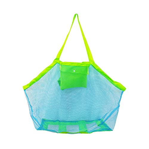 BornFeel Large Mesh Bag for Beach Toys Beach Bag for Sand Toys Mesh Sand Toy Bag Tote GreenBlue 18 x 12 x 18 Inch - Image 1