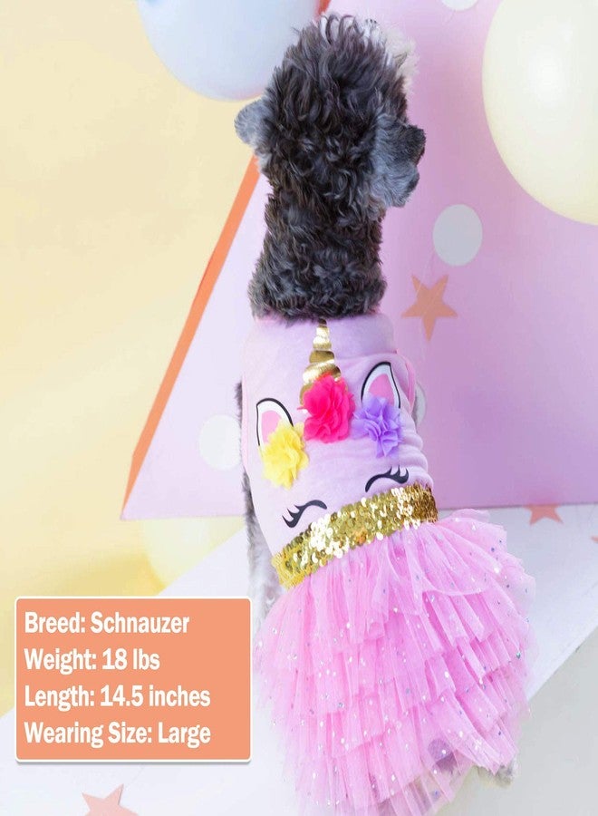 KYEESE Dog Dress Unicorn Tiered Layer Tutu Tulle Dogs Birthday Party Dresses with Sequins Dog Clothes X-Small - Image 5