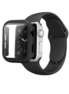 Strap 2 in 1 Silicone Band Strap Watch Band & Protective Case Cover With Tempered Glass Size 41MM For ( Apple watch Series 7 ) 41 MM