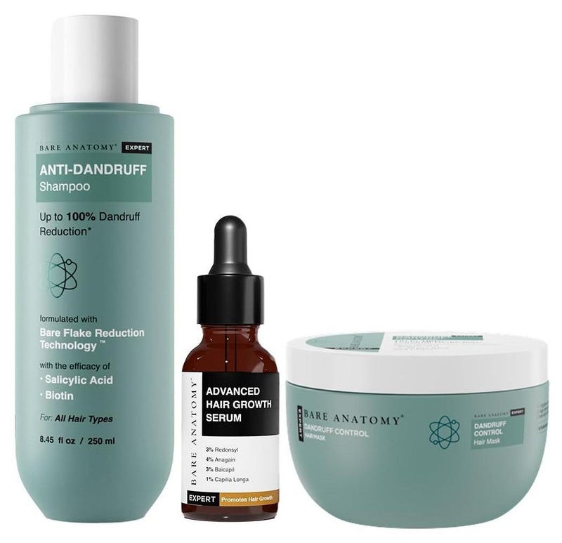 BARE ANATOMY Expert Anti-Dandruff Shampoo + Mask | Dandruff Reduction | Targets Oily Scalp & Sheds Dry Flakes | Advanced Hair Growth Serum |Hair growth & Hair fall control serum for Women & Men - Image 1