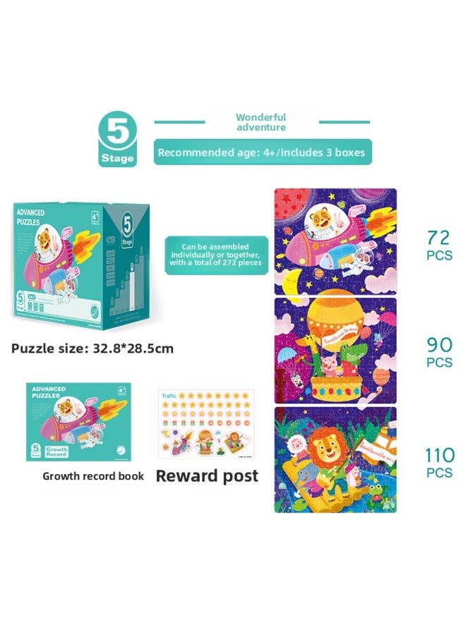 Wooden Advanced Jigsaw Puzzle Puzzle Toys For Young Children And Babies 1-2-3-4-5-6 Years Old Wooden Toys-Color:Five Stages - Image 1