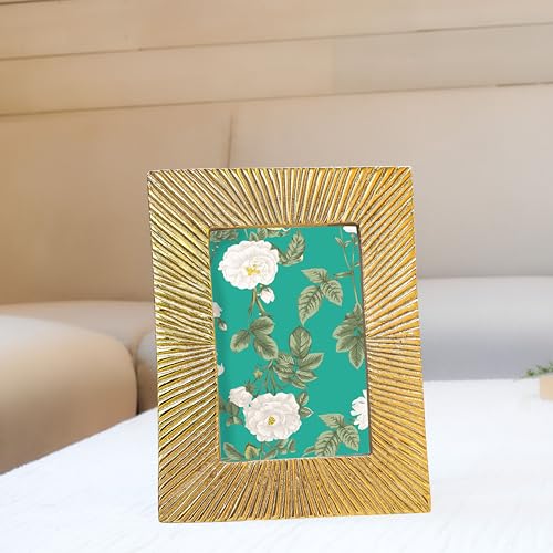 BEHOMA Antique Golden Metal Rectangular Photo Frame With Sunburst Design,Decorative Frames For Wall, Table, Living Room, Bedroom & Gifting,Best Gift For Home Decor, Birthday, Anniversary,5X7 Inches - Image 2