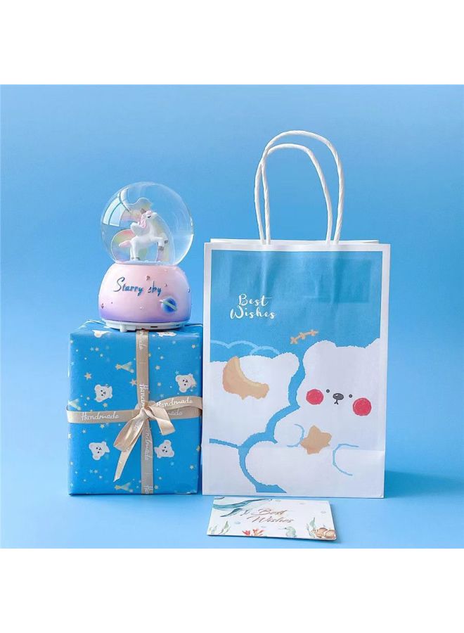 Graduation Season Children's Birthday Gift Crystal Ball Music Box For Boys And Girls Girlfriends Classmates Hand-made Home Decoration-Color:Large Starry Sky Purple Unicorn (automatic Snow + Colored Lights + Music)-Size:Gift Color Paper Packaging (greeting Card = Garland + Handbag) - Image 3