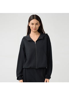 Generic Autumn Winter Casual Hooded Cardigan with Pockets for Women DAW166 black 