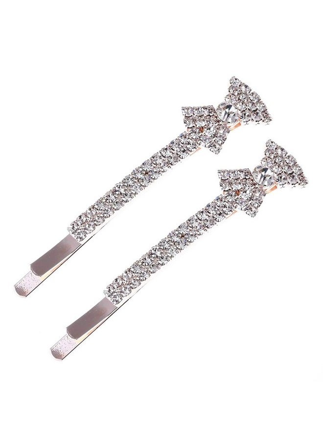Suoirblss 2Pcs Rhinestone Hair Barrette Clip Hair Pin Beautiful Crystal Bobby Pin Hairpin For Women Lady Girls  - Image 1