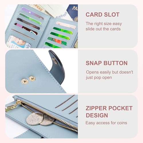 yiijay Womens Wallet RFID Blocking Vegan Leather Trifold Clutch Credit Card Holder Ladies Travel Wallet Purse with Pen Holder - Image 3