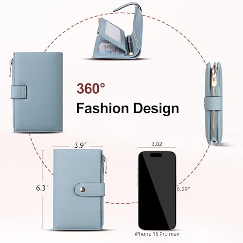 yiijay Womens Wallet RFID Blocking Vegan Leather Trifold Clutch Credit Card Holder Ladies Travel Wallet Purse with Pen Holder - Image 4