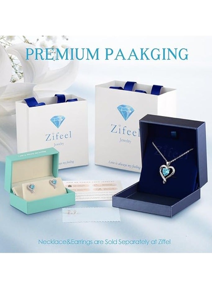 Zifeel Earrings for Women - S925 Sterling Silver Birthstone Heart Studs Earring for Girlfriend, Wife – Anniversary, Birthday ,Valentines Day, Mother’s Day, Gifts Jewellery for Women. - Image 5