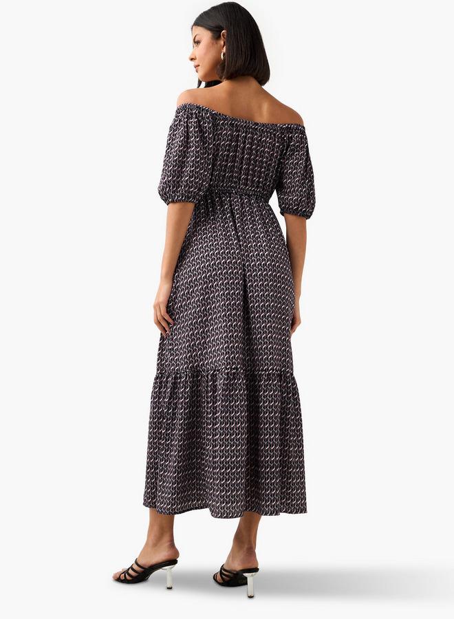 Splash FAV Cassie Printed Off Shoulder Women Dress with Tie-Ups - Image 3
