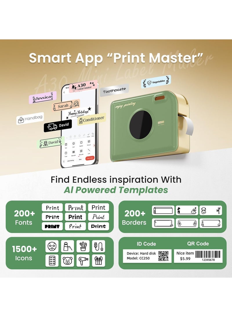 general Label printer with waterproof labels; Bluetooth mini label printer with 12mm x 0.47mm white tape; rechargeable portable ribbon printer for gift wrapping; fabric name tags; suitable for indoor and outdoor use - Image 4