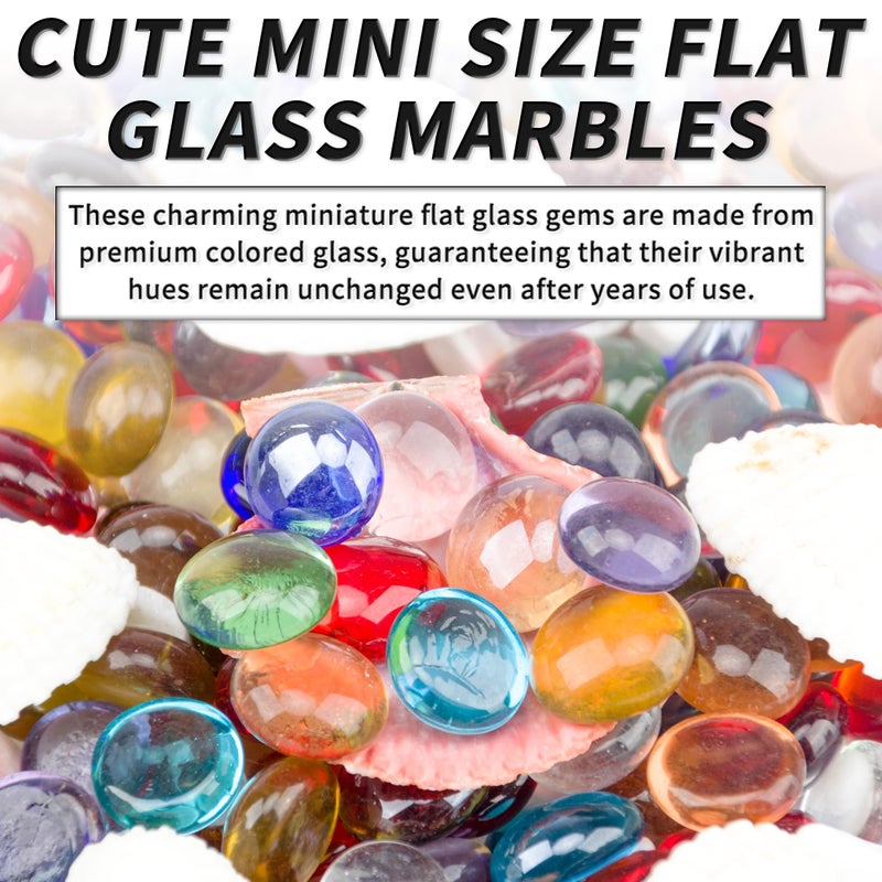 Foncomy 1 LB Mixed Color Flat Glass Beads, 160-180PCS Small Glass Marbles, Mini Flat Round Pebbles for Vase Filler and Floral, Fish Tank Rocks Decorative Gemstones for Home and Aquarium DÃ©cor - Image 5