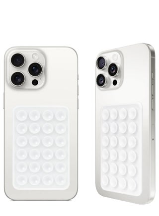 2 Pack Silicone Suction Phone Case Mount, Non Slip Sticky Phone Grip for Cellphone, Silicon Adhesive Suction Cup Phone Mount, Strong Grip Holder for Selfies and Videos (White) - view 2