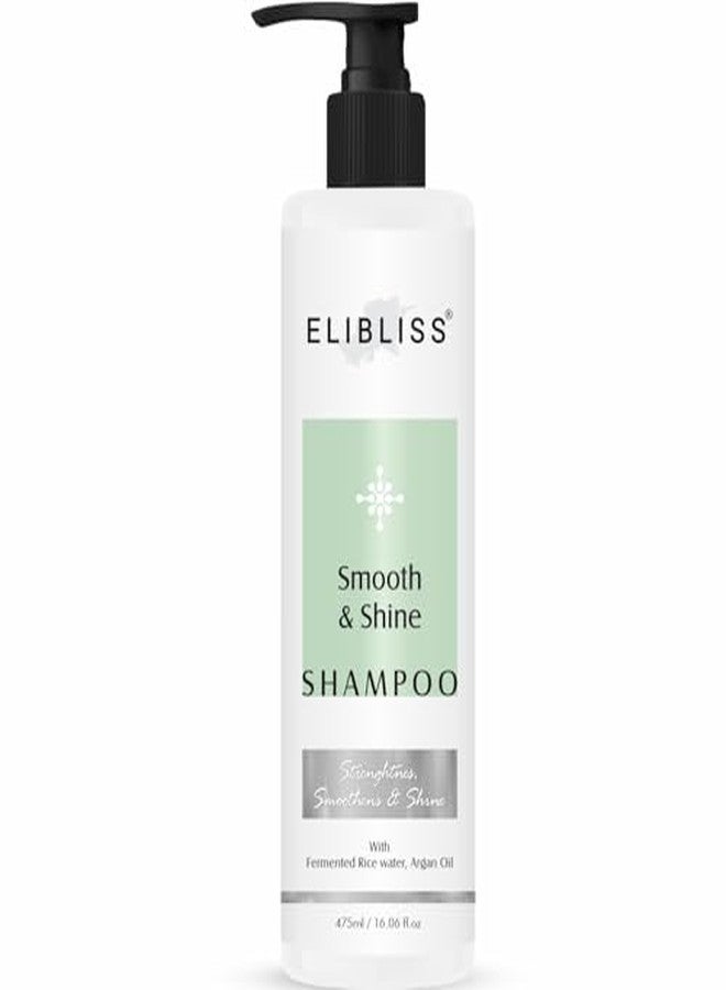 ELIBLISS Smooth & Shine Shampoo with Argan Oil & Fermented Rice Water for Hair Strengthening & Smoothing 475ml - Image 1