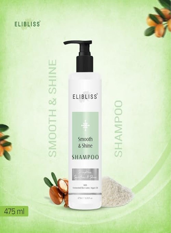 ELIBLISS Smooth & Shine Shampoo with Argan Oil & Fermented Rice Water for Hair Strengthening & Smoothing 475ml - Image 5
