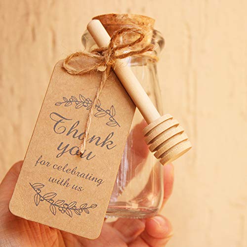 Amajoy 50PCS Small Wood Honey Dipper Sticks with Thank You Escort Card and Twine Server for Honey Jar Dispense Drizzle Honey Wedding Party Favor Baby Shower - Image 4