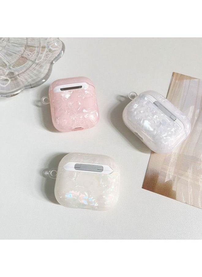 Generic - Han Feng IMD Shell Pattern AirPodspro2 Generation Wireless Bluetooth Headset Protective Cover Headset Case 4 Generation Pro-Colour:White Shell + Pearl Bracelet (bag)-Applicable Model:Airpods 3 - Image 1