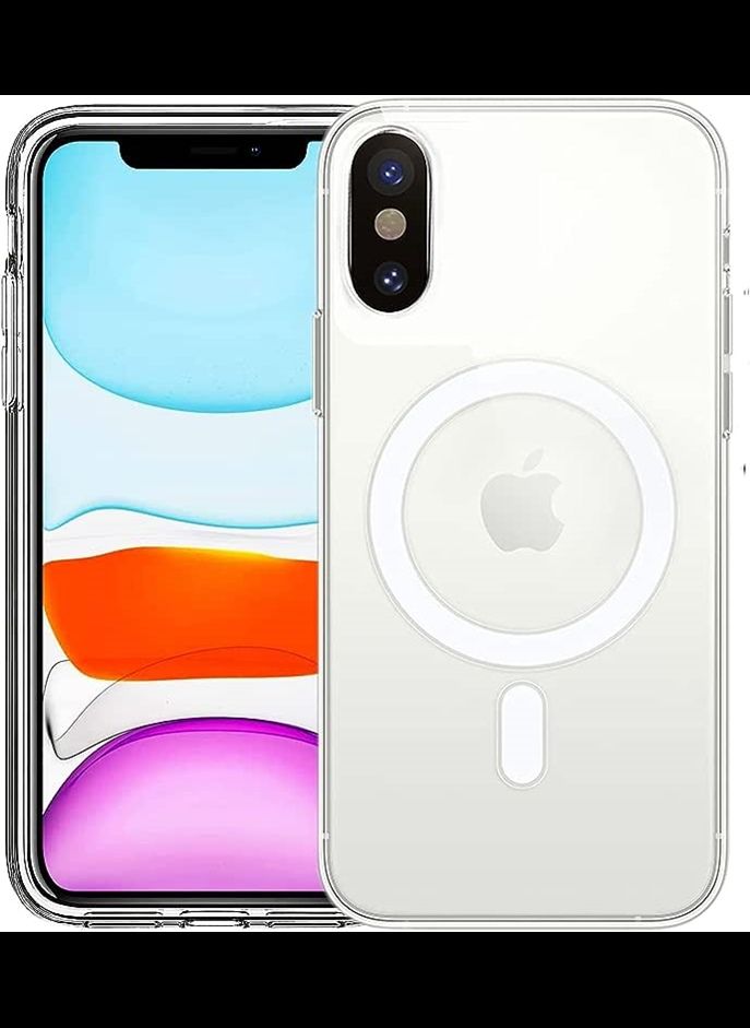 AWH - HVDI Clear Magnetic Case for iPhone Xs Max with Mag-Safe Wireless Charging, Soft Silicone TPU Bumper Cover, Thin Slim Fit Hard Back Shockproof Anti-Yellow Protective Case for iPhone Xs Max (6.5 inch) - Image 1