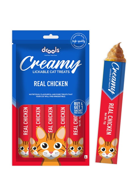 Creamy Lickable Cat Treats  Real Chicken 5 x 15g