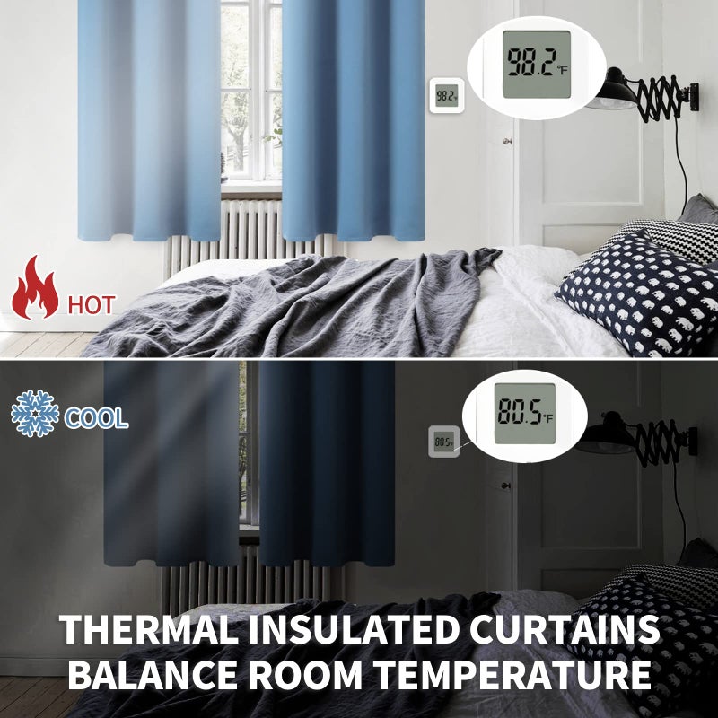 BGment Denim Blue Blackout Curtains for Bedroom 45 Inches Long - Short Thermal Insulated Drapes Room Darkening with Rod Pocket for Bathroom Window, 42 x 45 Inch, 2 Panels - Image 3