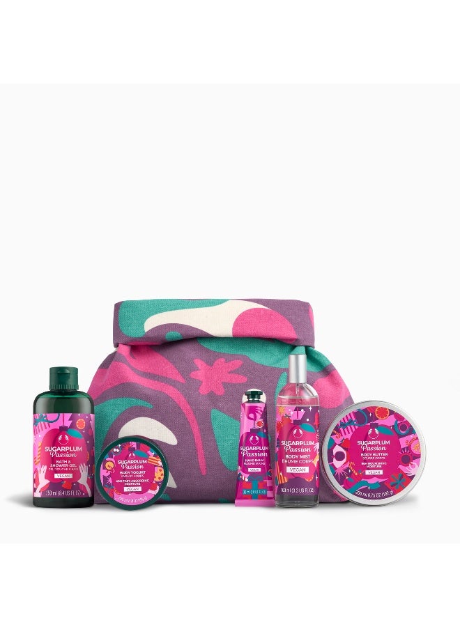 THE BODY SHOP Sugarplum Ultimate Gift Set – Shower Gel (250 Ml), Body Butter (200 Ml), Body Yogurt (200 Ml), Hand Balm (30 Ml) And Body Mist (100 Ml) – Festive Sweet Plum Aroma, Deep Nourishment And All-Day Fruity Freshness - Image 1