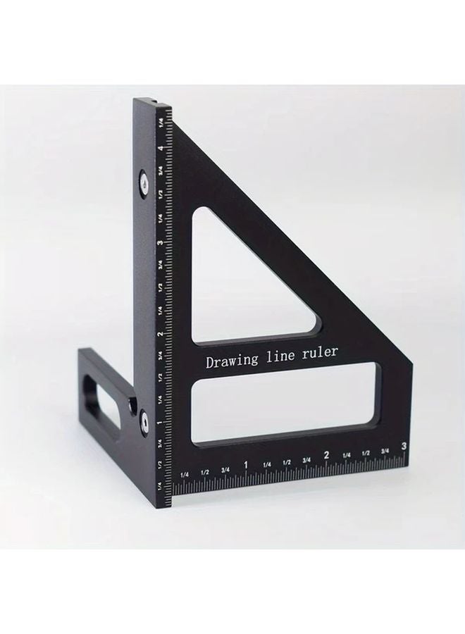 Black Aluminum Alloy Miter Triangle Ruler 45 90 Degree Woodworking Square Protractor Precision Measuring Tool - Image 1