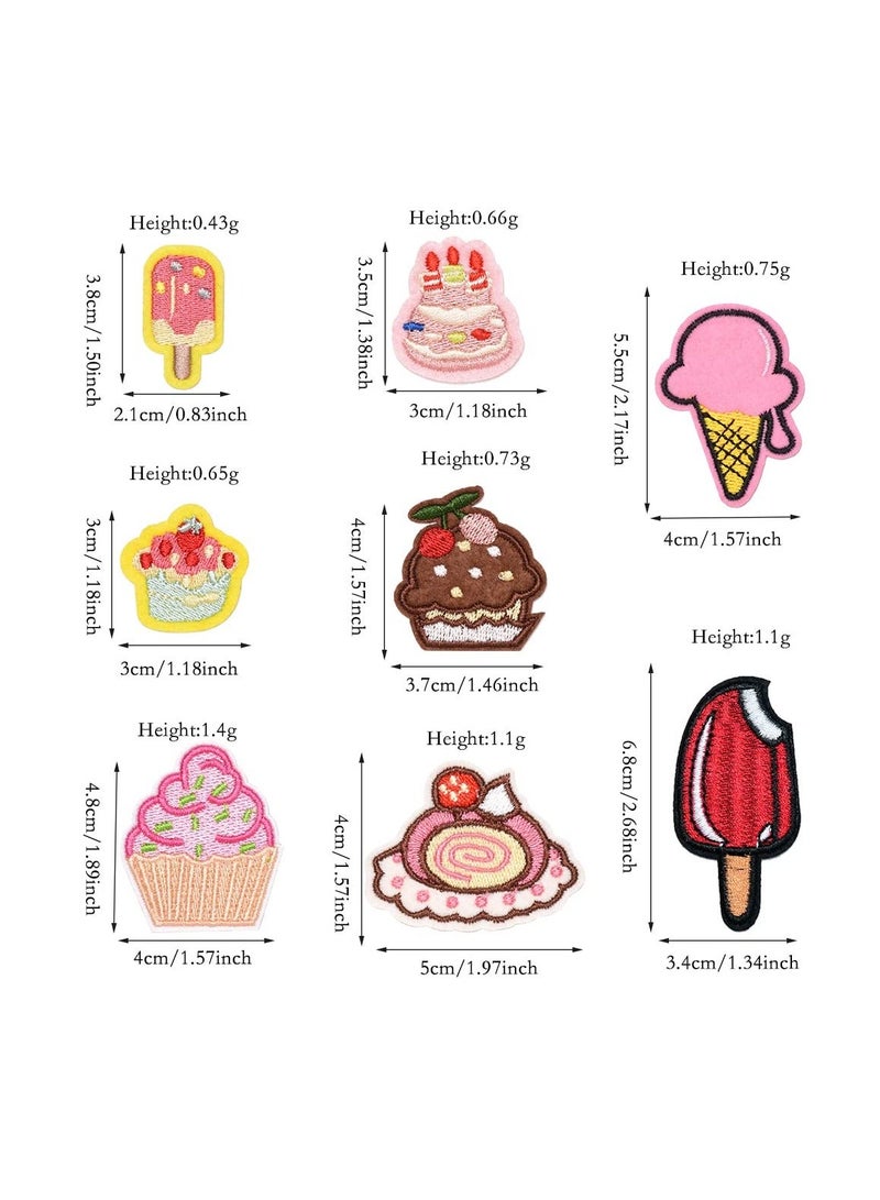 Y&D Embroidered Iron on Patches, 32 Pcs Ice Cream Sew On Applique Patches for Clothing, Cartoon Candy Cake Donut Patch Clothing Set, Jeans Dress Hats Bags Arts Crafts  - Image 4