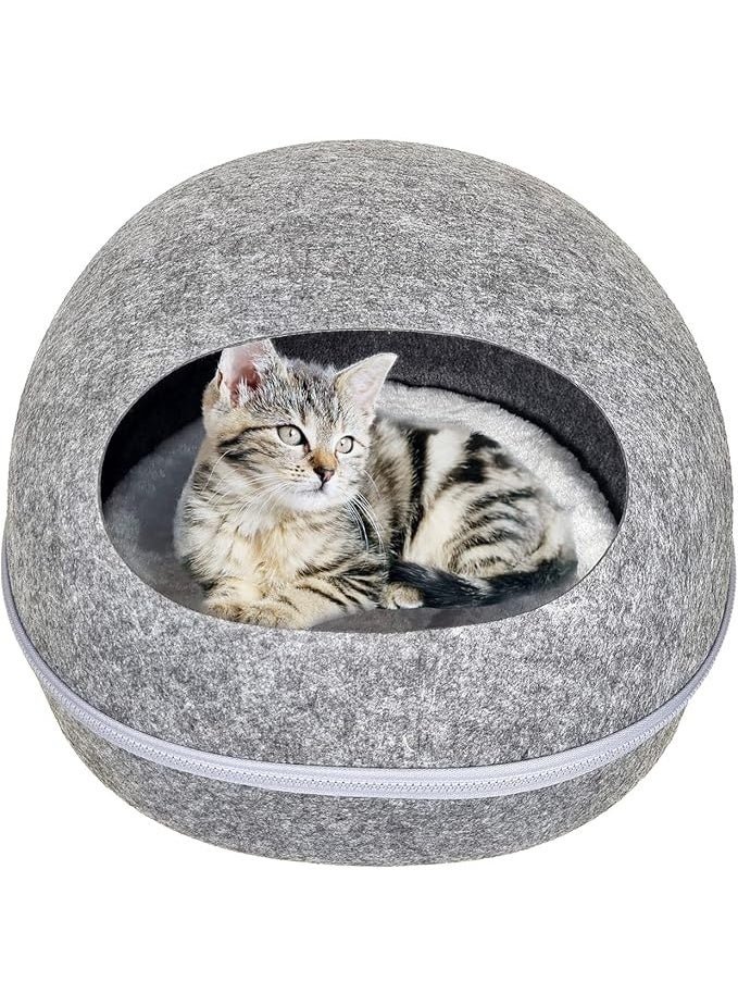 أن ان سي بيتس سرير للقطط، سرير للحيوانات الأليفة، قطط مريحة، سرير للقطط الصغيرة، تصميم قوي ودافئ، مخملي وناعم، مريح ونوم، أنيق، جيد التهوية، مبطن، فاخر، سهل التنظيف، للاستخدام الداخلي، رمادي غامق (29 سم) - Image 1