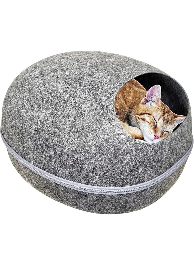 أن ان سي بيتس سرير للقطط، سرير للحيوانات الأليفة، قطط مريحة، سرير للقطط الصغيرة، تصميم قوي ودافئ، مخملي وناعم، مريح ونوم، أنيق، جيد التهوية، مبطن، فاخر، سهل التنظيف، للاستخدام الداخلي، رمادي غامق (29 سم) - Image 2