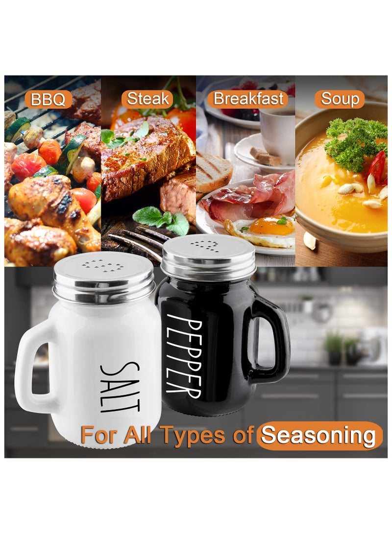 XiuWoo 2PC Salt and Pepper Shakers Set, 4 oz Cute Salt Pepper Shaker, Kitchen Decor for Home Restaurants Wedding, Glass Black White Shaker Sets with Stainless Steel Lids  - Image 5