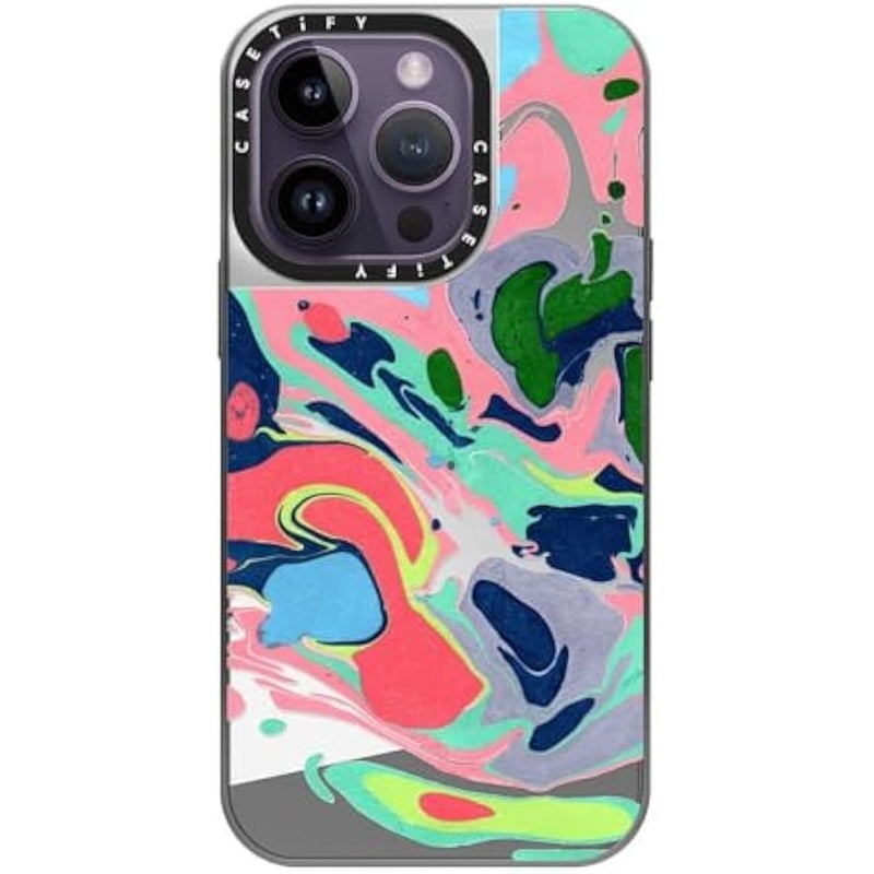 Casetify Mirror Case for iPhone 14 Pro 【Reflective / 4.9ft Drop Protection/Compatible with Magsafe】 - Simply MARBELLOUS - Silver on Silver - Image 2