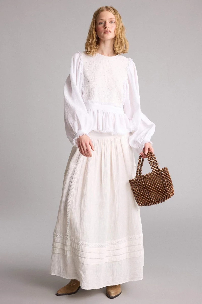ديفاكتو Manuka x Defacto A-Shape Muslin Maxi Skirt