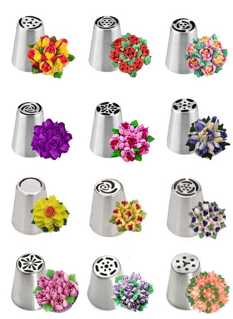 12-Piece Russian Tulip Icing Piping Nozzles Set
