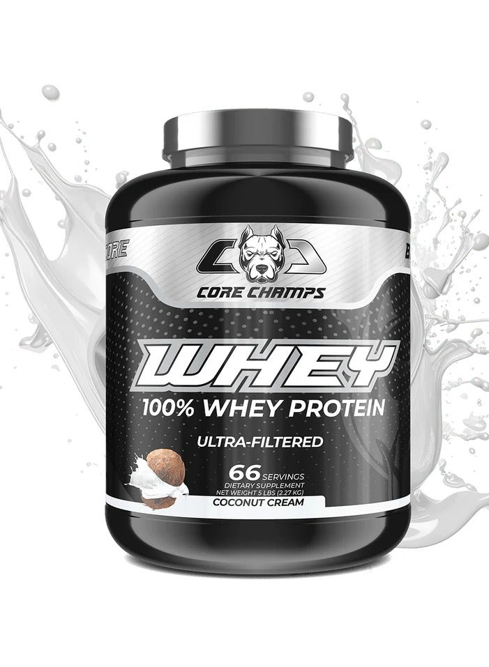 Core Champs WHEY 100% Whey Protein 5 LBS, 66 Servings Coconut Cream